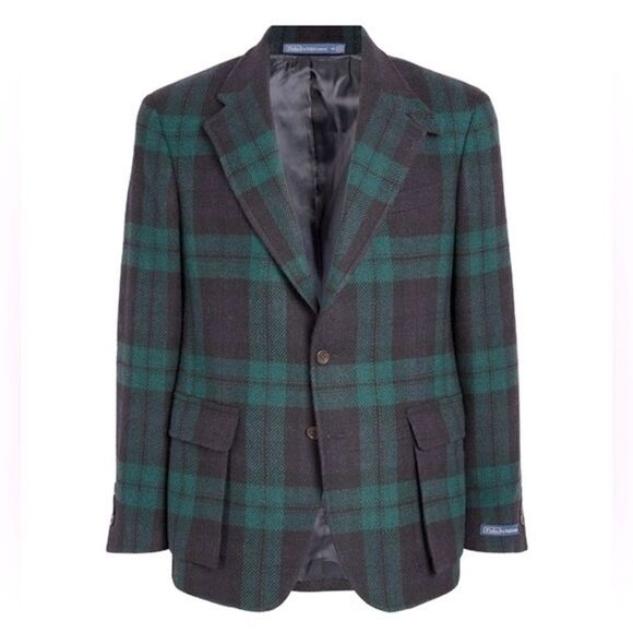 Polo Ralph Lauren Other - Polo Ralph Lauren Black Watch Plaid Virgin Wool Single Breasted Sport Coat